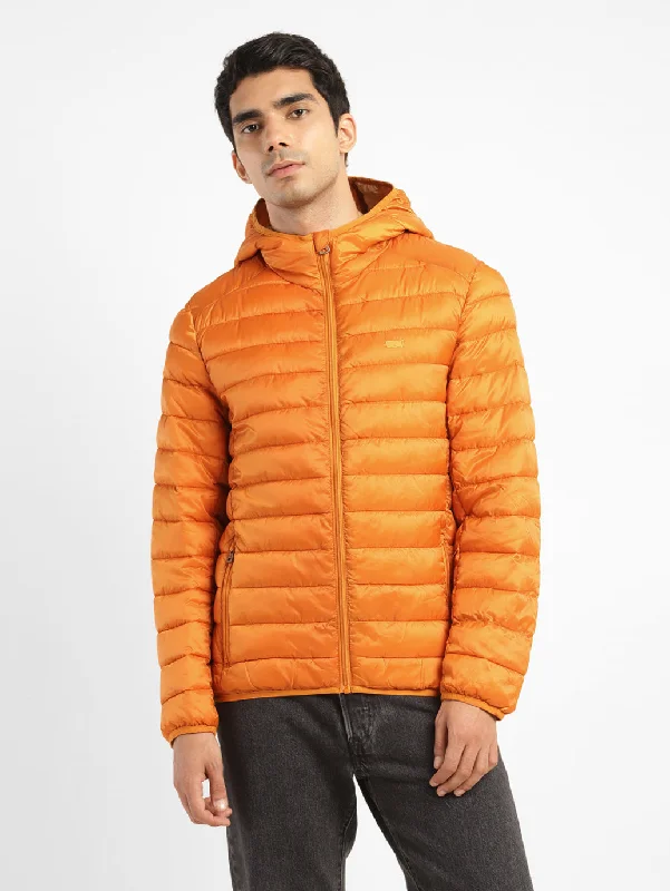 High-Quality Men's Duffle CoatsMen's Solid Orange Hooded Jacket