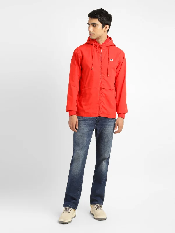 Men's Coats for HikingMen's Solid Red Hooded Jacket