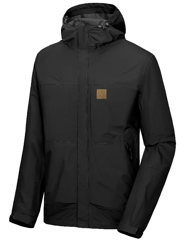 Men's Coats with Hidden PocketsMen's Waterproof Hooded Hiking Rain Shell Jacket