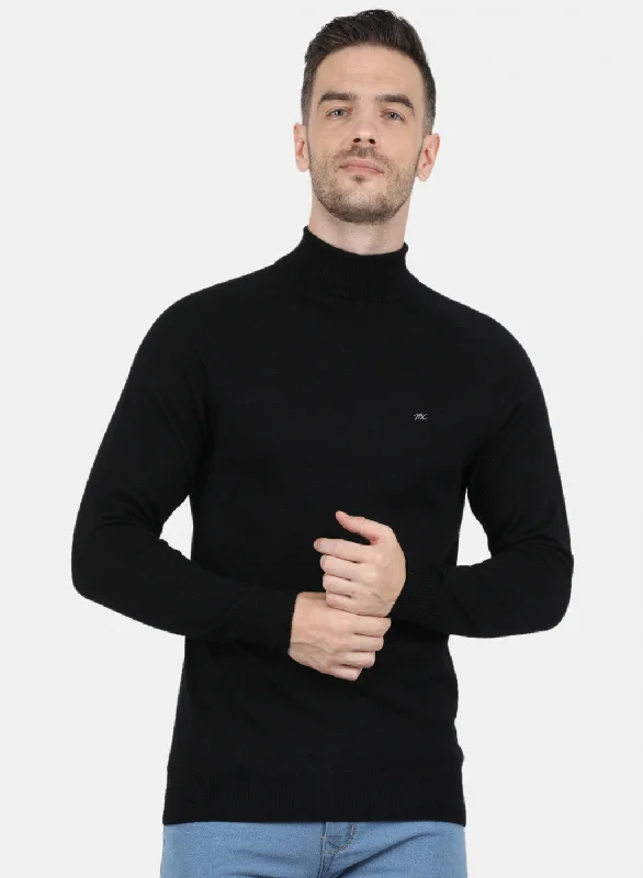 Men's Hoodies for Short MenMen Black Solid Pullover