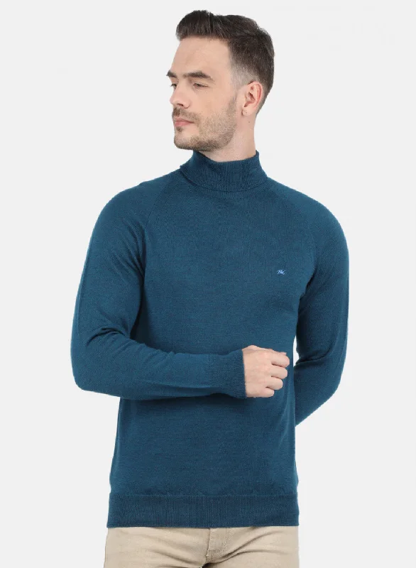 Men's Hoodies for SkiingMen Blue Solid Pullover