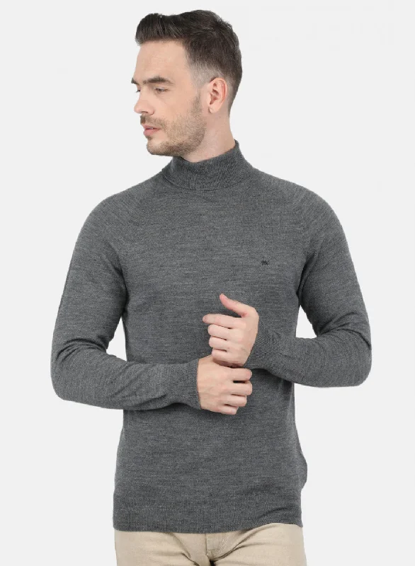 Men's Hoodies with Slim FitsMen Grey Solid Pullover