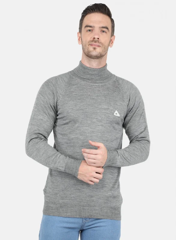 Weather-Ready Men's HoodiesMen Grey Solid Pullover