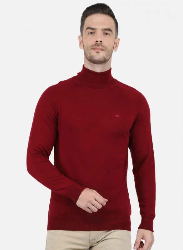 Men's Hoodies with Ribbed HemsMen Maroon Solid Pullover