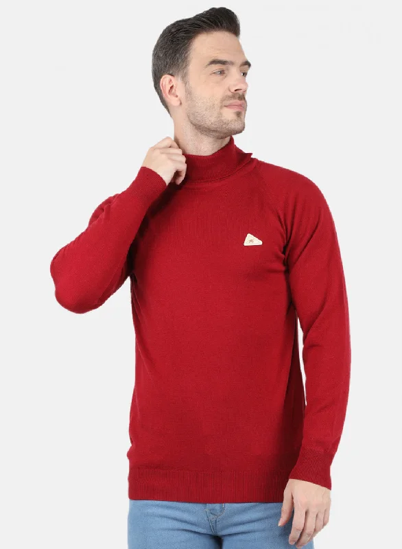 Casual Men's Zip-Up HoodiesMen Maroon Solid Pullover