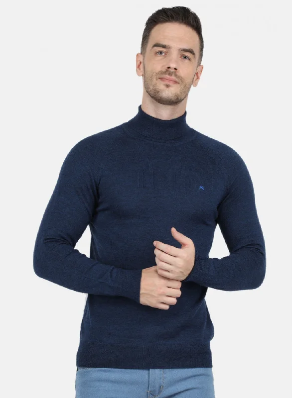 Men's Hoodies for Outdoor ActivitiesMen NAvy Blue Solid Pullover