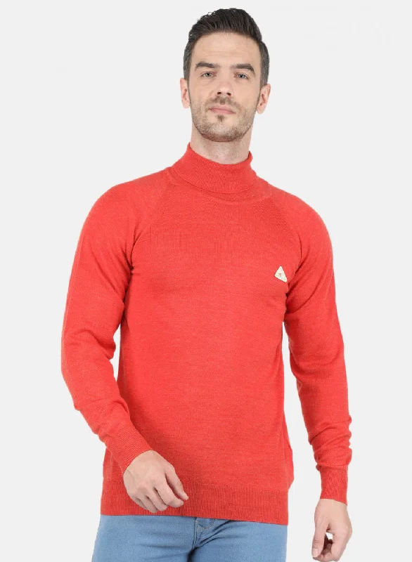 Men's Hoodies with Breathable FabricMen Orange Solid Pullover