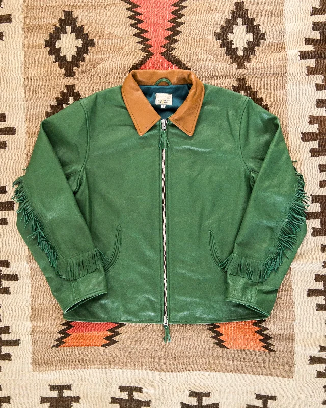 Men's Coats with Modern CutsMustang Fringe Leather Jacket - Green