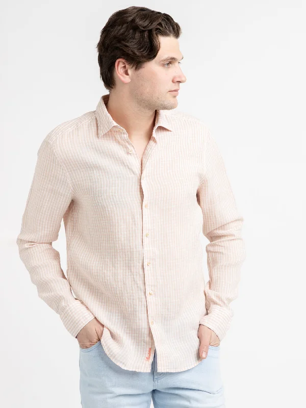 Men's Essential Dress Shirts for Everyday WearPink Checked Linen Shirt