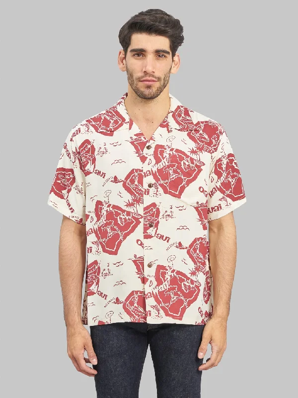 Men's Wrinkle-Free Shirts for Easy CareSun Surf Showing Hawaiian Island Shirt Off White