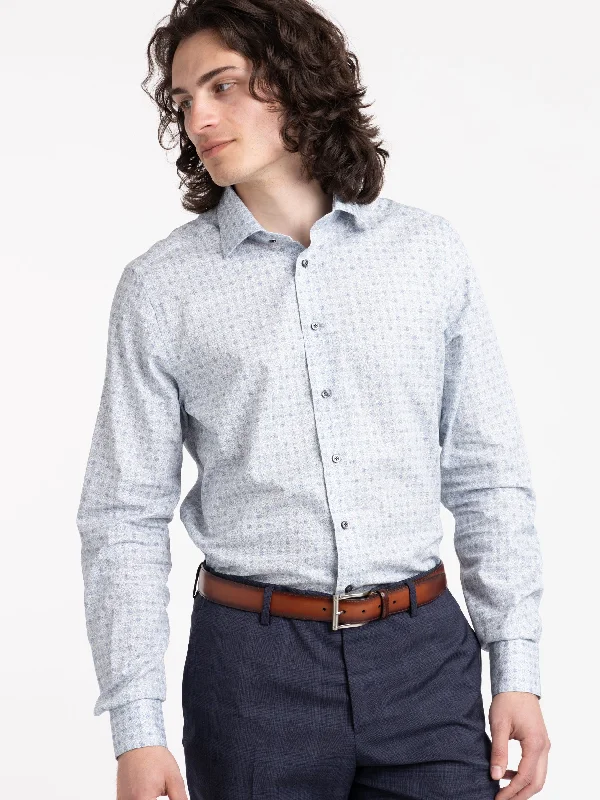 Men's Performance Shirts for Active LifestylesBlue Geometric Pattern Dress Shirt