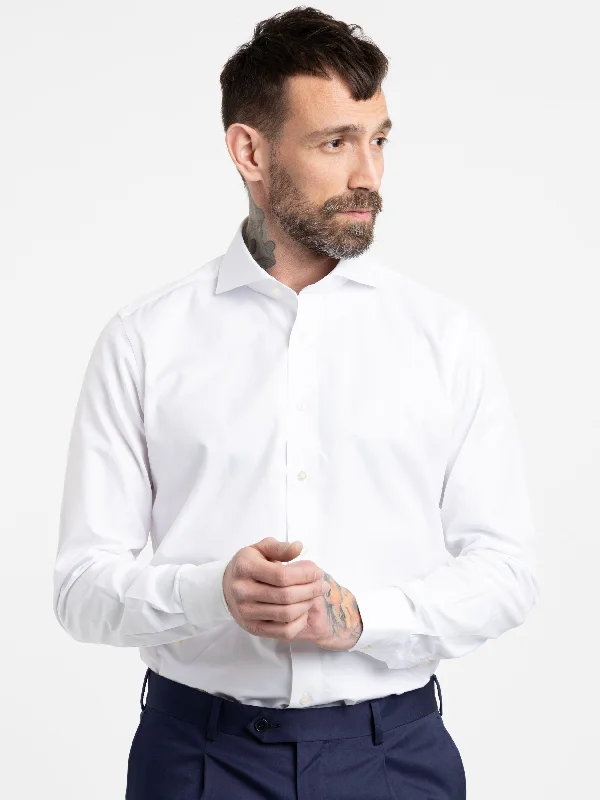 Men's Organic Cotton Shirts for Eco-ConsciousnessWhite Slim Fit Dress Shirt