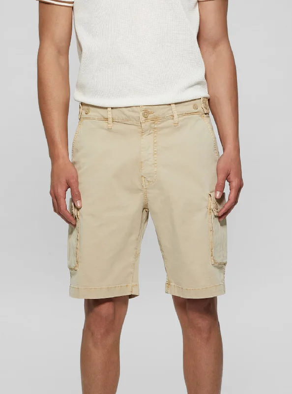 Men's Pants with Patch PocketsBeige Soft Twill Cargo Shorts