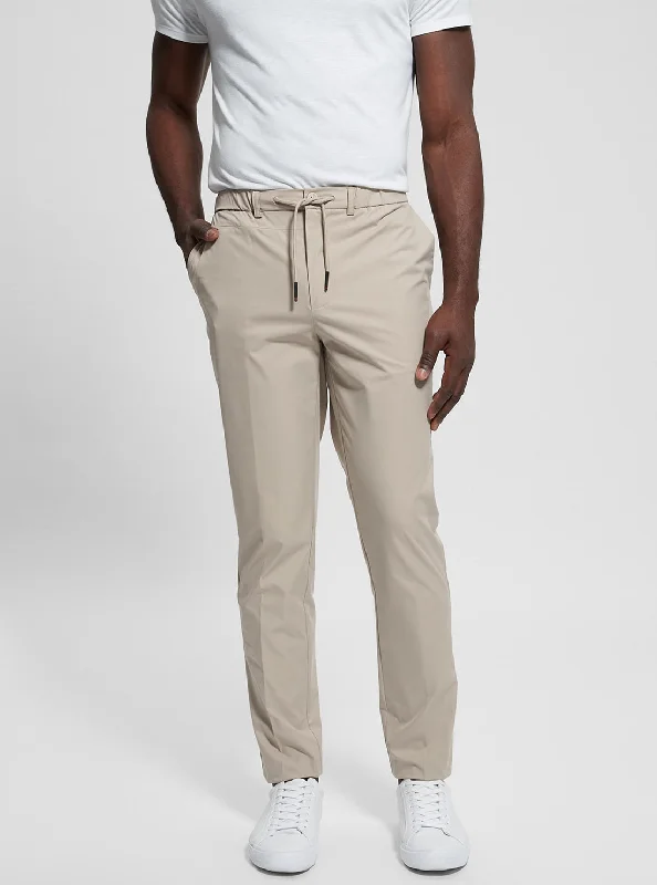 Men's Patterned Pants with Animal PrintsBeige Tech Chino Pant