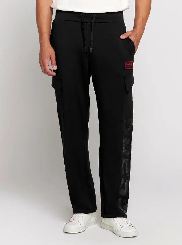 Men's Pants with Contrast Fabric PanelsBlack Baloo Active Slim Pants