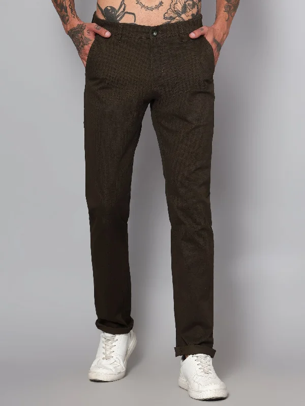 Men's Pants with Belt LoopsMen's Casual Flat front Olive Green  Trousers