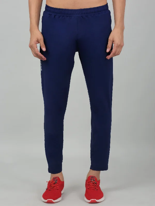 Men's Pants with Moisture-Wicking PropertiesMen's Blue Solid Stretchable Active Wear Track Pant