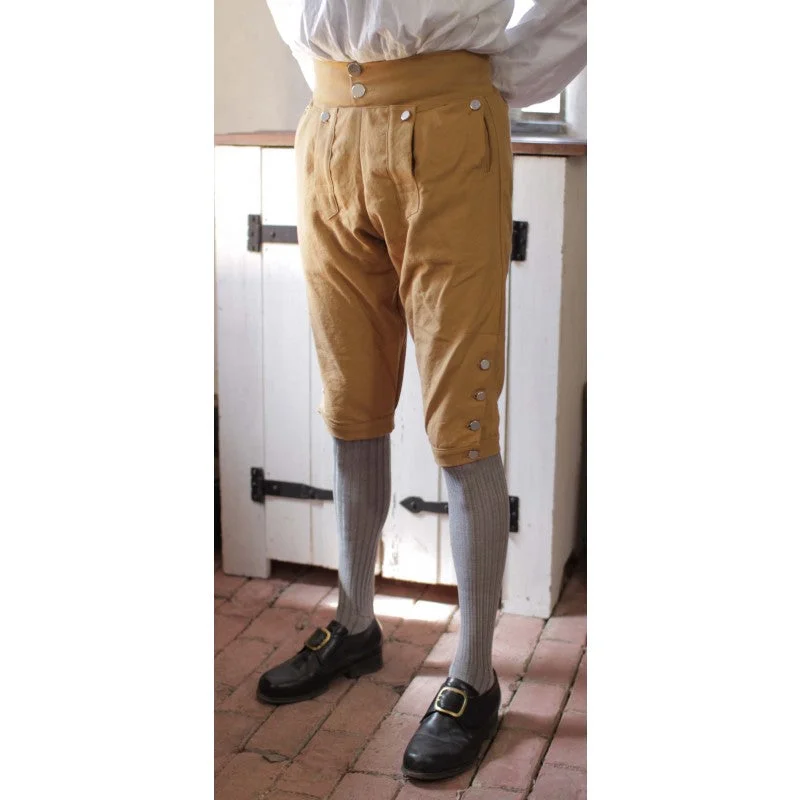 Men's Party Pants for a Fun Night OutFall Front Knee Breeches Cotton Canvas