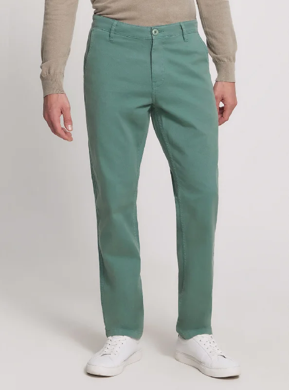 Men's Pants with Embroidered DesignsGreen Mid-Rise Angels Chino Pants