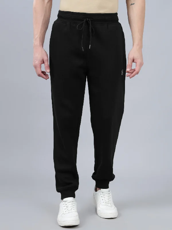 Men's Pants with Welt PocketsMen's Black Solid Winter Track Pant