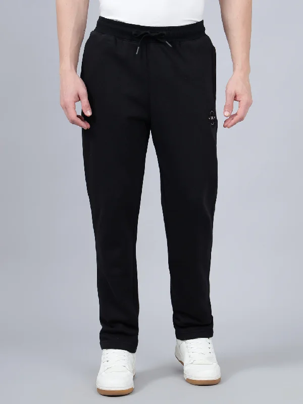 Men's Drawstring Pants for AdjustabilityMen's Black Solid Winter Track Pant