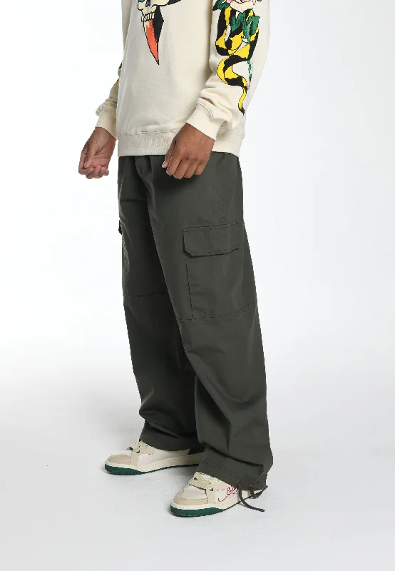 Men's Pants with SuspendersMens D-B-D Tonal Woven Cargo Trousers - Green