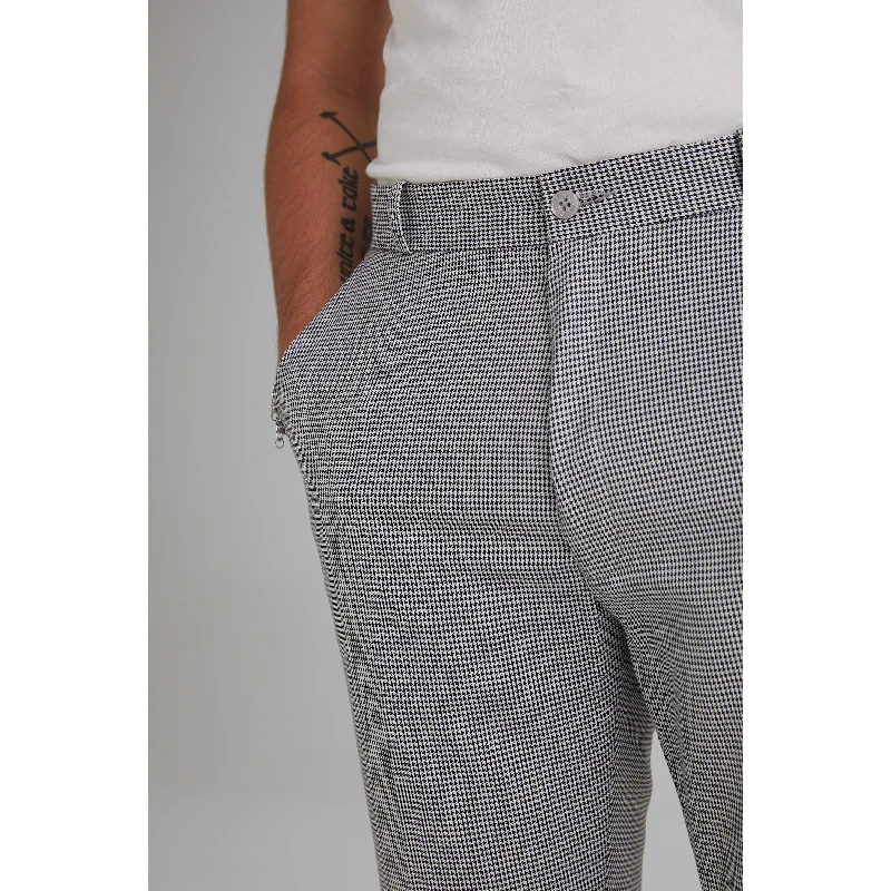 Men's Pants with Button-CuffsRelco - Sta Press Dogtooth - Trousers