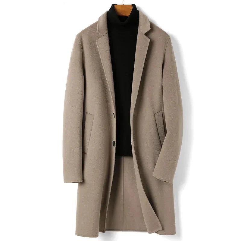 Men's Coats Made in ItalyMen's Winter Casual Double-sided Wool Solid Pattern Trench Coat