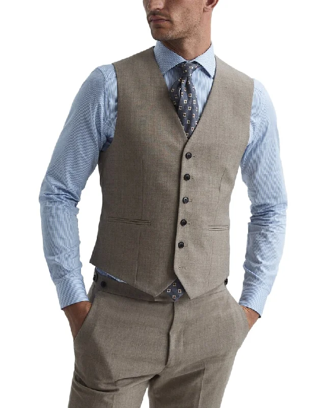 Weather-Resistant Men's CoatsReiss Rope Wool Textured Waistcoat